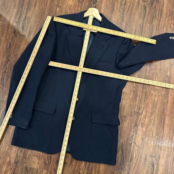 LL Bean Navy Blue Wool Blazer Sport Coat Jacket Gold Tone Buttons 42L 42 Long - Picture 11 of 11
